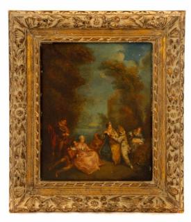 Appraisal: Manner of Watteau Lovers in Garden Oil Painting Manner of