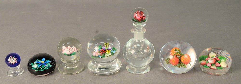 Appraisal: Seven Piece Group to include six art glass paperweights to