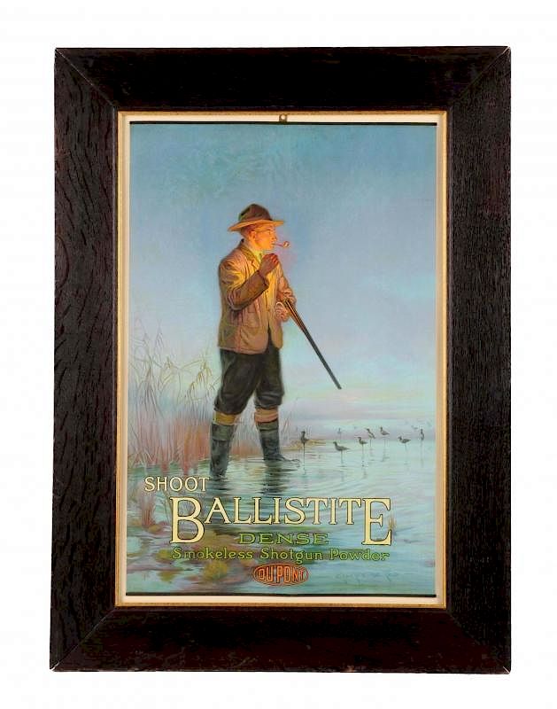 Appraisal: Dupont Ballistite Shotgun Powder Advertising Poster This scarce poster is