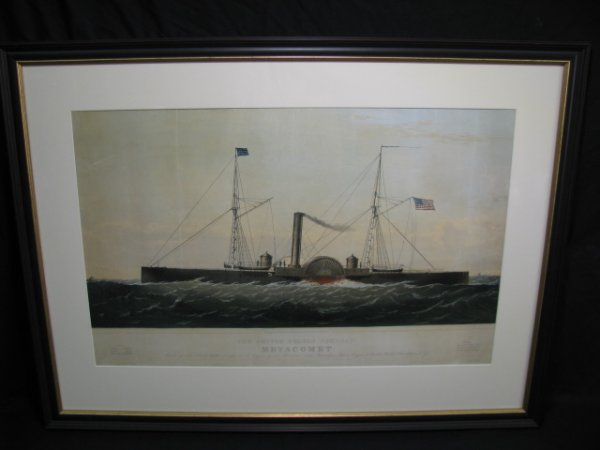 Appraisal: Maritime hand colored engraving of US gunboat Metacomet performed and