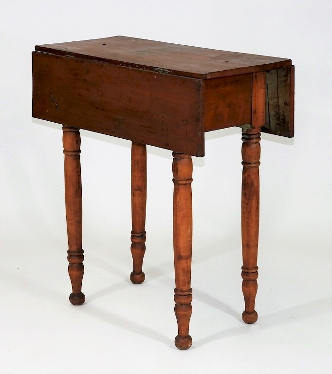 Appraisal: New England Diminutive Red Wash Drop Leaf Table New England