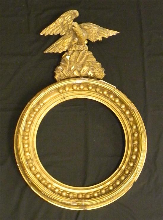 Appraisal: Round gilded Federal mirror frame eagle crest detached two interior