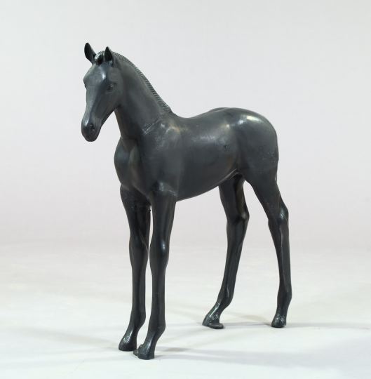 Appraisal: Large Polychromed Cast-Metal Garden Figure of a life-sized foal h