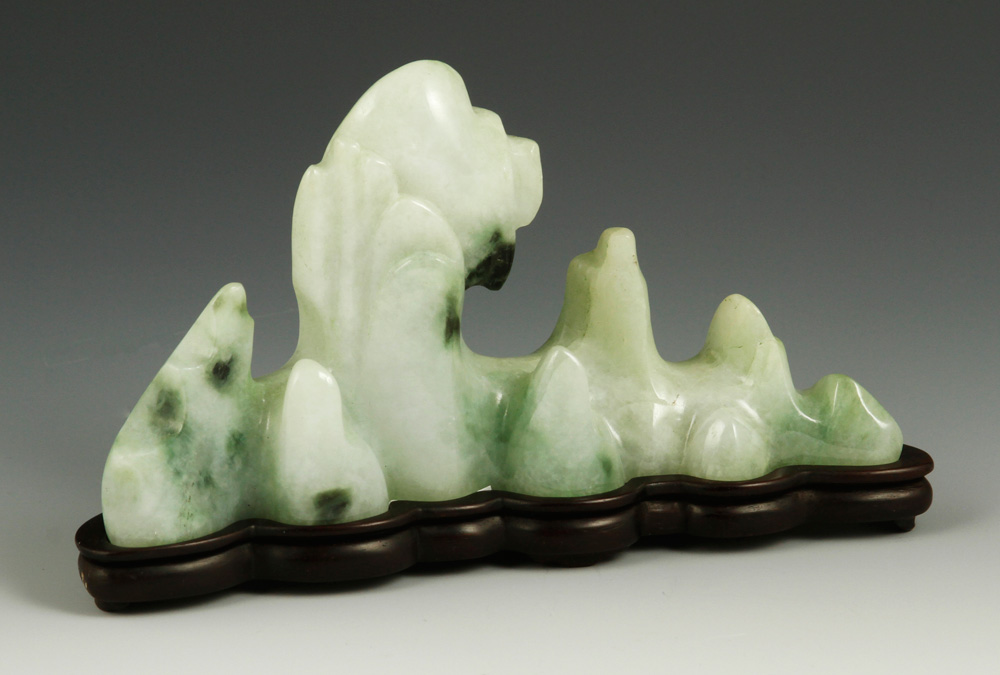 Appraisal: - Chinese Carved Jadeite Brush Holder Carved jadeite brush holder