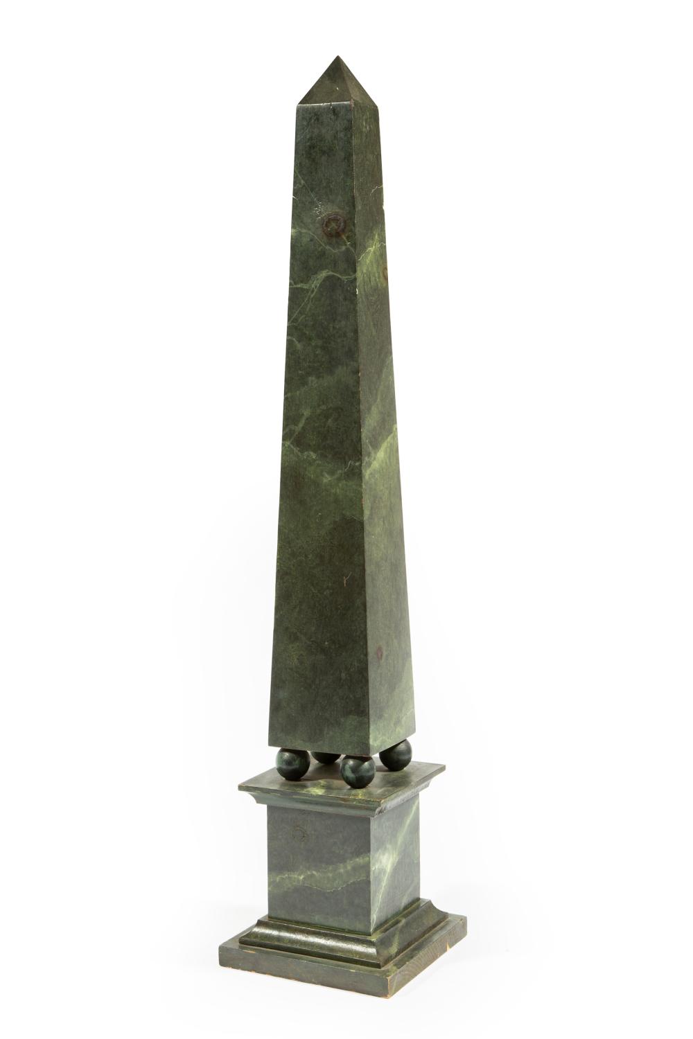 Appraisal: Faux Marbre Painted Wood Obelisk on Stand typical form on