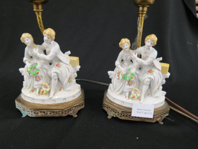 Appraisal: Pair of Figural Porcelain Lamps courting couple