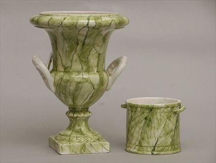 Appraisal: Green-Glazed Urn and Jar Provenance from the Estate of Emma