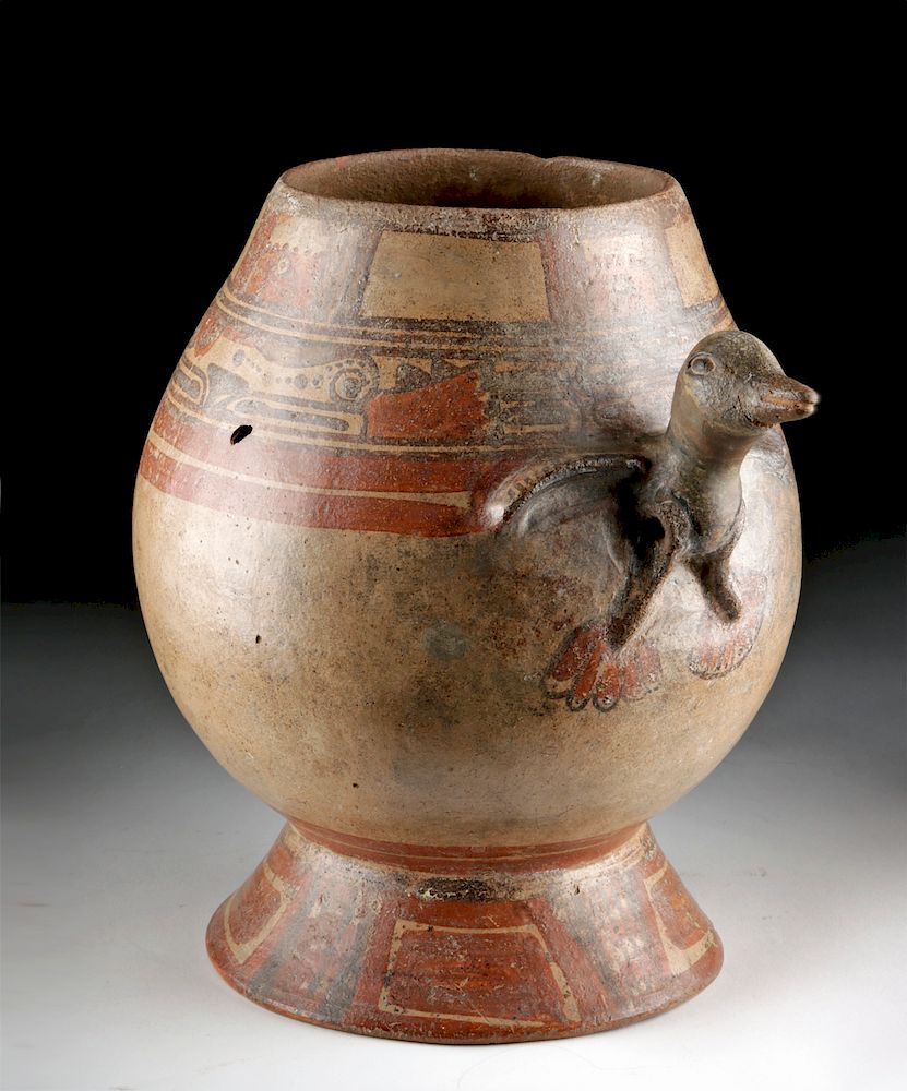 Appraisal: Costa Rican Pottery Vessel with Avian Pre-Columbian Northwest Costa Rica