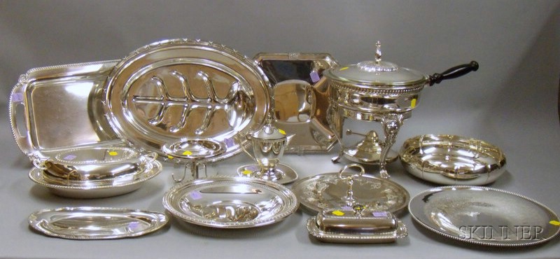 Appraisal: Large Group of Assorted Silver Plated Tableware Items trays bowls