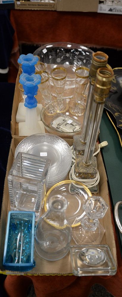 Appraisal: Two tray lots of crystal and glass to include Steuben