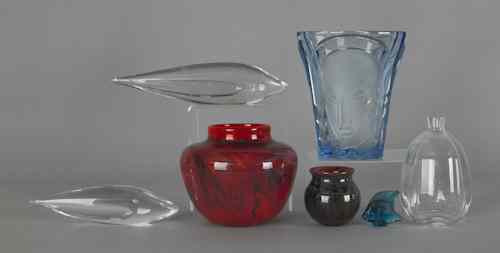 Appraisal: Collection of art glass to include an Orrefors bottle a