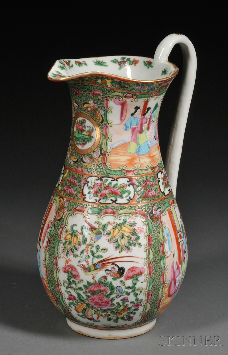 Appraisal: Rose Medallion Porcelain Water Pitcher China late th century ht