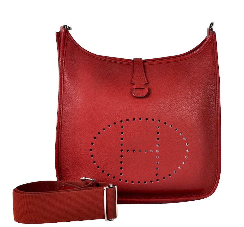 Appraisal: Hermes Rouge Red 'Evelyne PM' Leather Bag Hermes 'Evelyne PM'