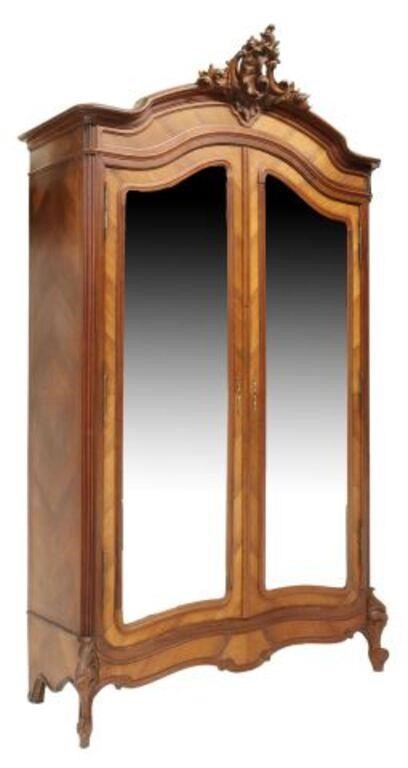 Appraisal: French Louis XV style rosewood armoire late th c carved