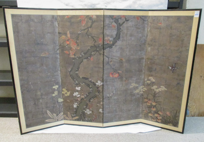 Appraisal: JAPANESE RINPA SCHOOL SCREEN a -panel folding paper wall or