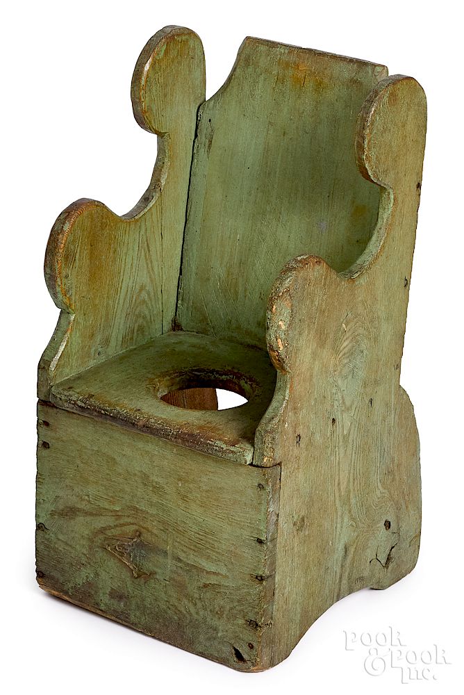 Appraisal: New England painted pine child's potty chair New England painted