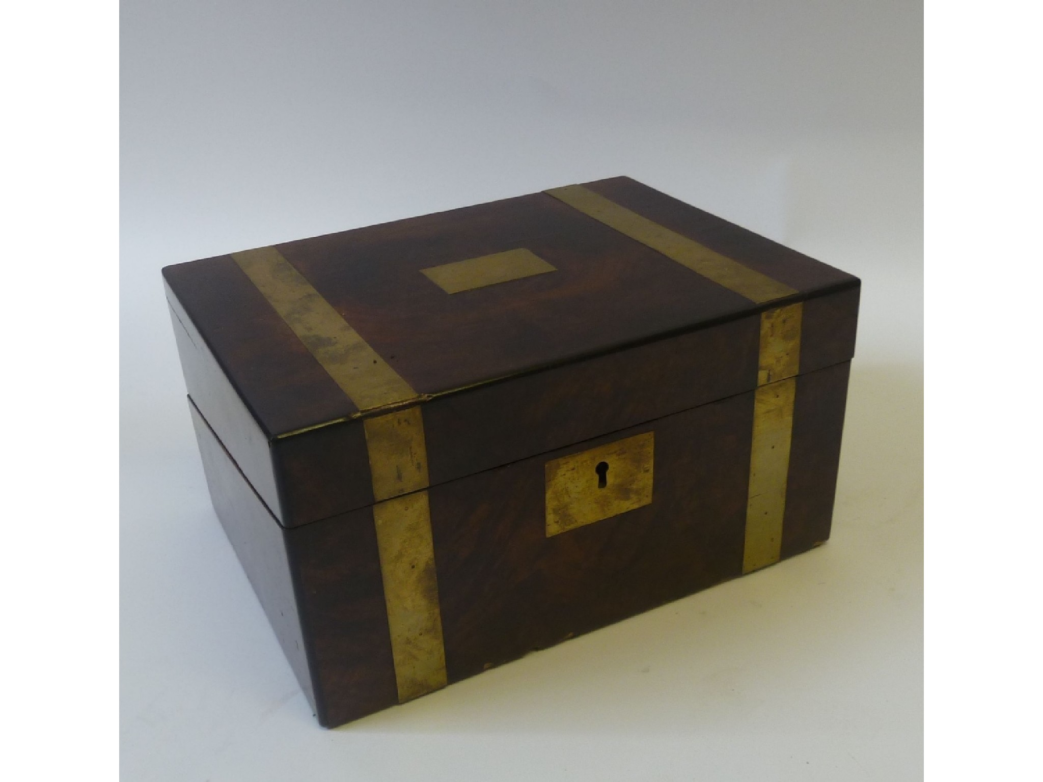 Appraisal: VICTORIAN DARK STAINED FIGURED WALNUT AND BRASS BANDED PORTABLE WRITING