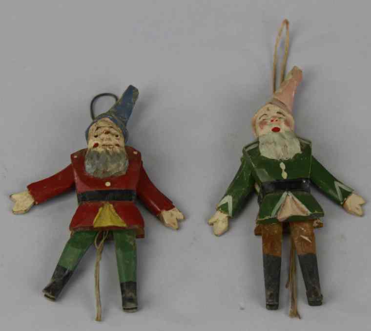 Appraisal: TWO GERMAN ERZGEBIRGE JUMPING JACKS ORNAMENTS Germany two Erzgebirge wooden