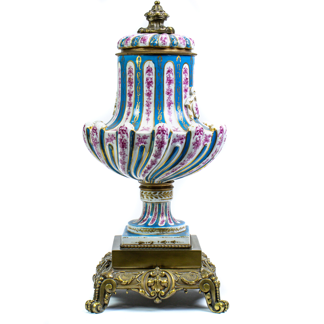 Appraisal: A SEVRES STYLE PORCELAIN BRONZE MOUNTED URN A Sevres style