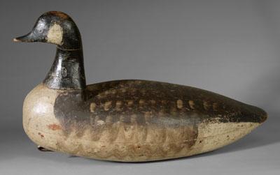 Appraisal: Canada goose decoy Ira Hudson carved and painted wood hollow