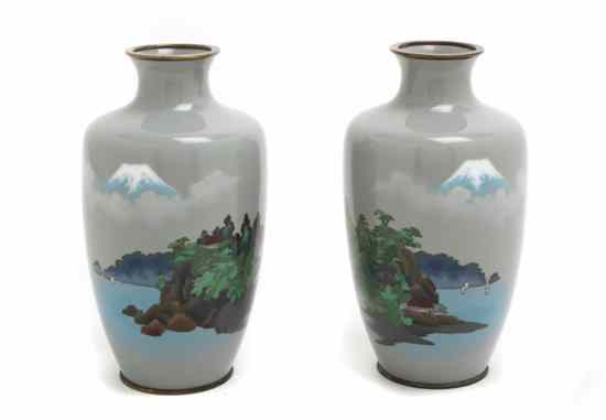 Appraisal: A Pair of Japanese Cloisonne Vases of baluster form having