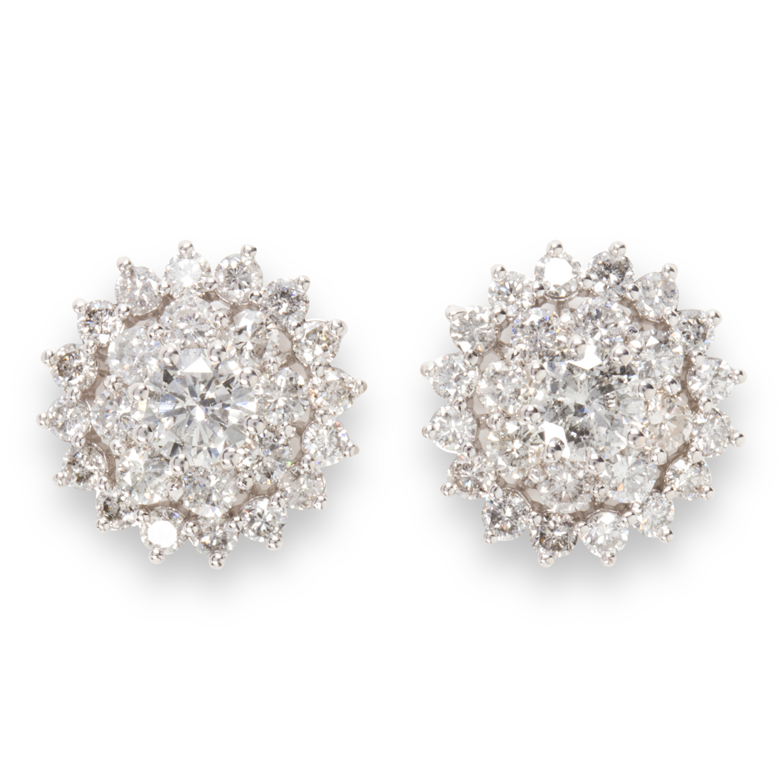 Appraisal: A PAIR OF DIAMOND AND FOURTEEN KARAT WHITE GOLD EARRINGS