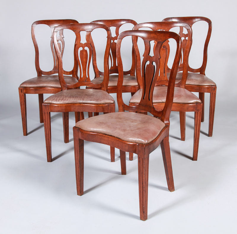 Appraisal: SET SIX VICTORIAN STAINED FRUITWOOD DINING CHAIRS Each fitted with