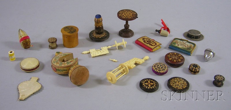 Appraisal: Nineteen Sewing Accoutrements including celluloid plastic and silver figural tape