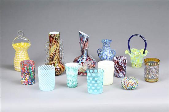 Appraisal: THIRTEEN PIECES OF GLASS End of day style Seve tumblers