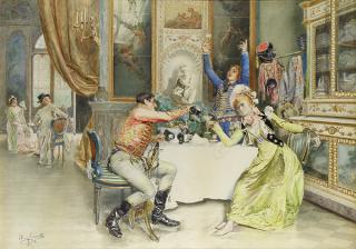 Appraisal: Watercolor Ettore Simonetti Ettore Simonetti Italian - The Return of