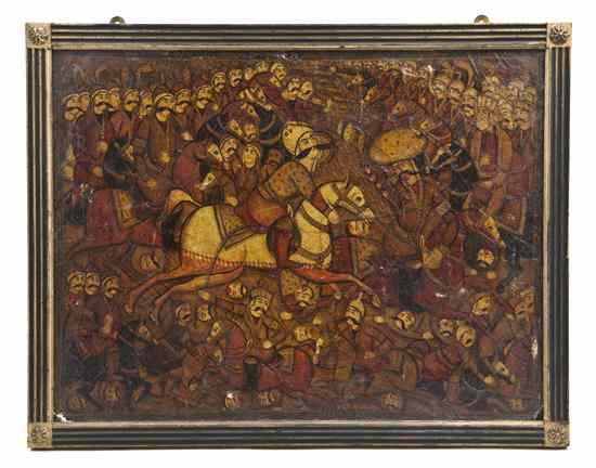 Appraisal: A Persian Lacquered Painting on Board likely th century depicting