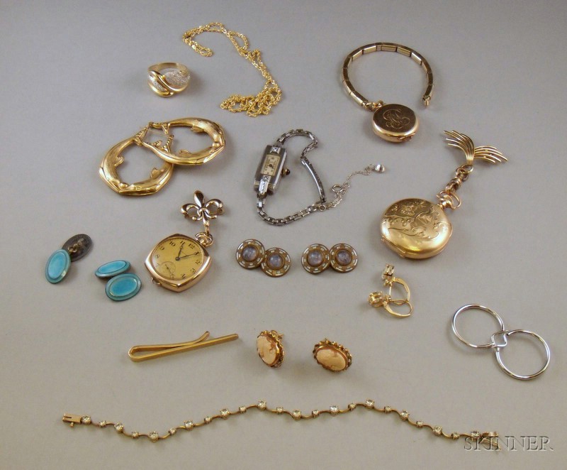 Appraisal: Small Group of Gold and Gold-filled Estate Jewelry including an