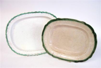 Appraisal: Two Leeds green fea Ther-edge creamware platters th century