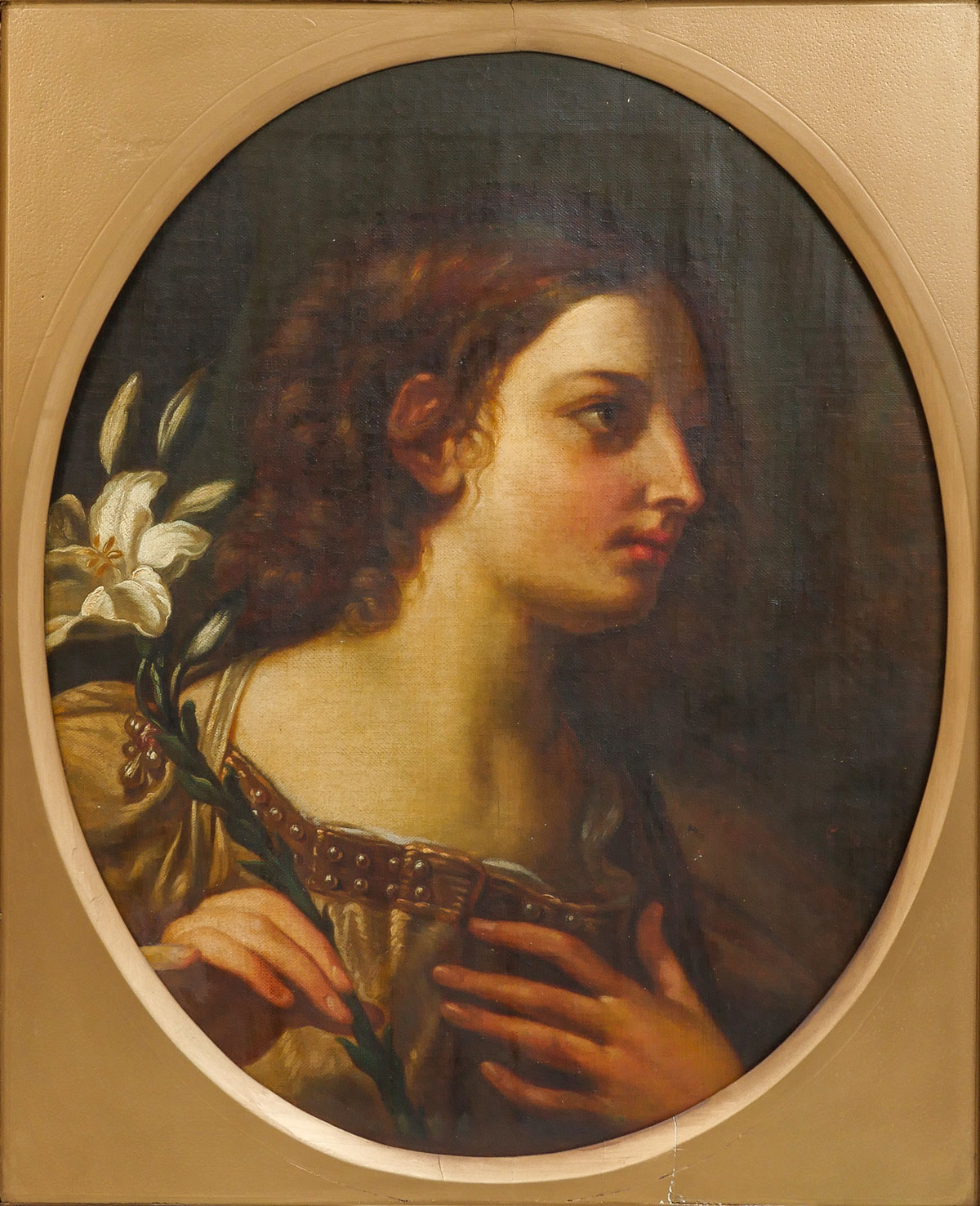 Appraisal: th C GENRE PAINTING OF A YOUNG WOMAN Oil Canvas