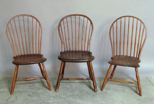 Appraisal: Three Pennsylvania bowback windsor chairs two stamped Letchworth and G