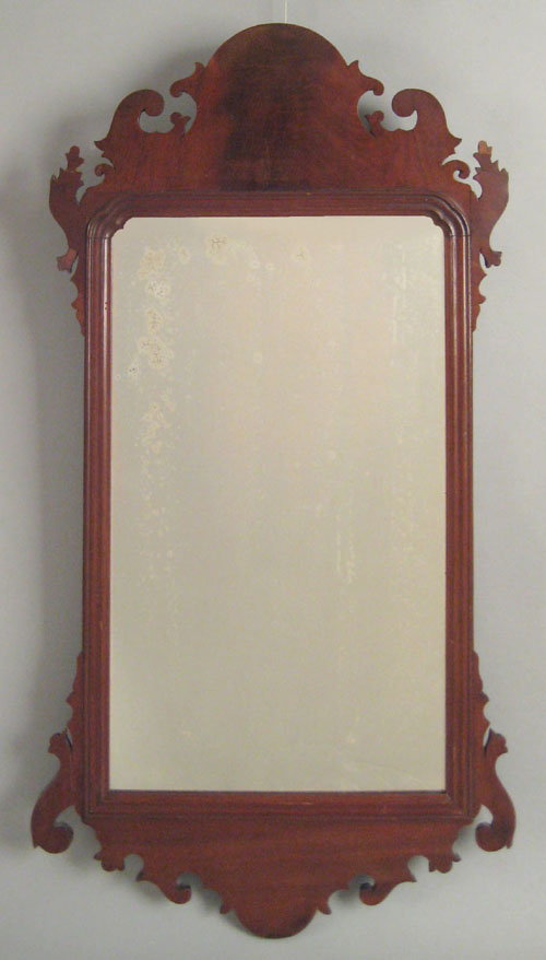 Appraisal: Chippendale mahogany looking glass ca with a scrolled crest and