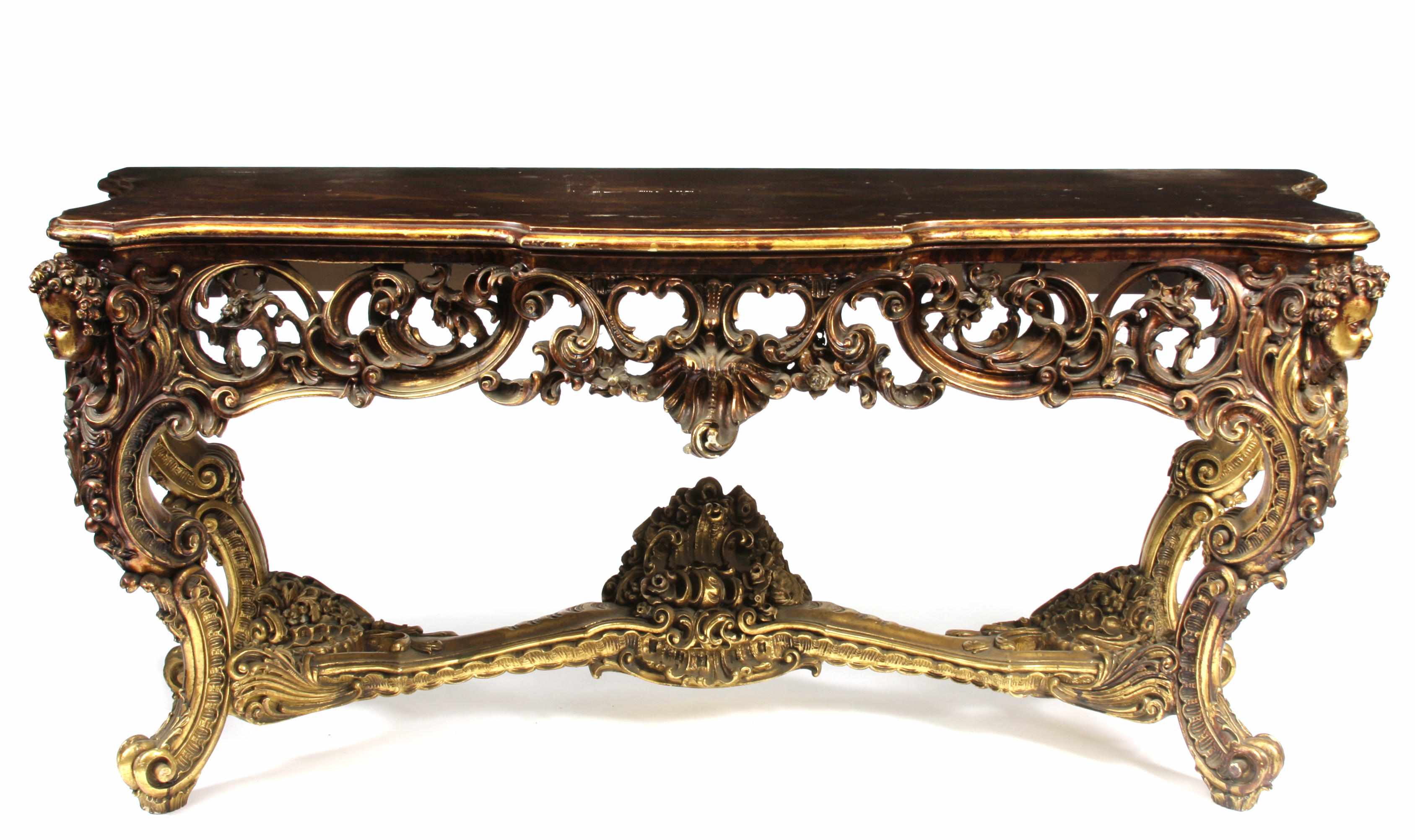 Appraisal: An imposing Italian Rococo style giltwood console table height in