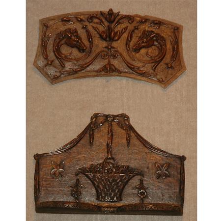 Appraisal: Continental Baroque Style Walnut Plaque Together with a Carved Oak