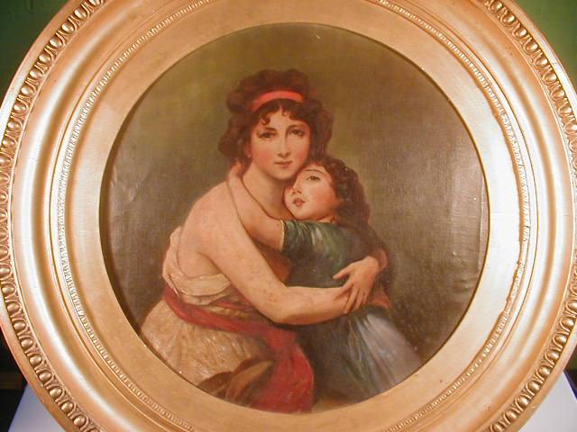 Appraisal: Anonymous thC Mother and child oil on canvas laid onto