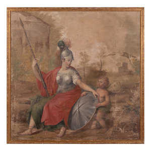 Appraisal: A Continental Painted Canvas Scenic Panel Early th Century Canvas