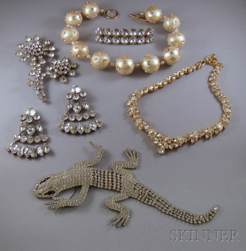 Appraisal: Small Group of Paste and Paste-inset Costume Jewelry including a