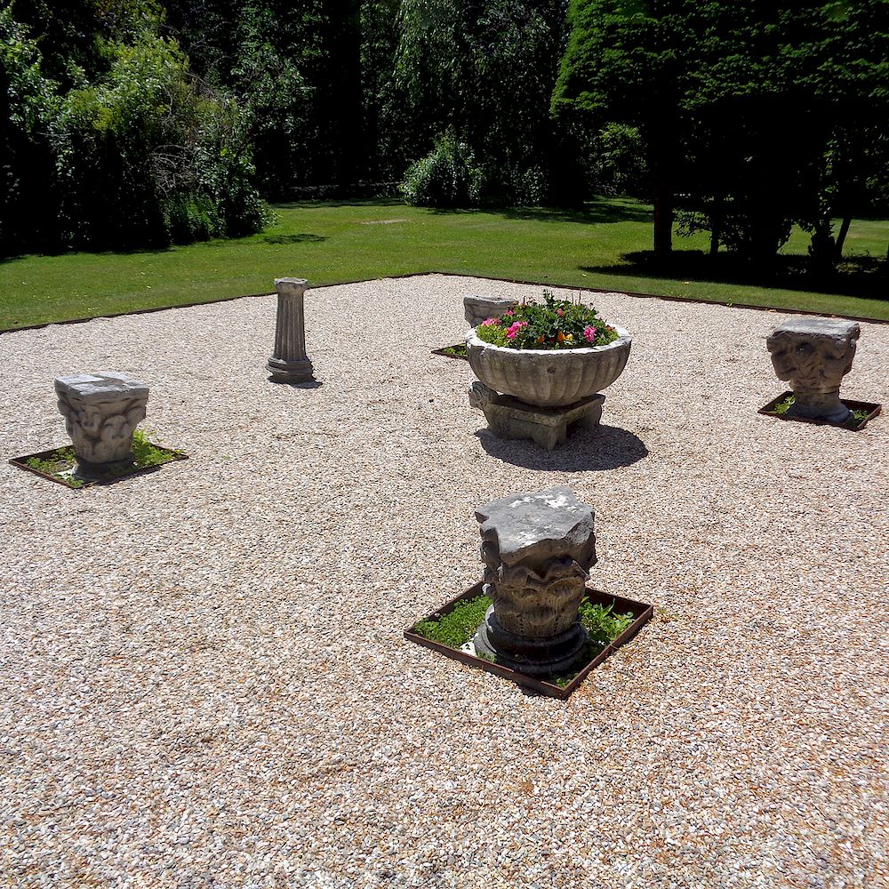 Appraisal: Group of Four Carved Marble and Cast Stone Capitals Now