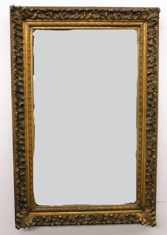 Appraisal: LG AMERICAN GILT WOOD GESSO ACANTHUS LEAF MIRROR United States