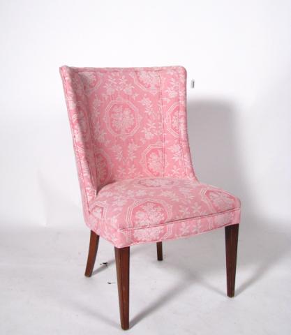 Appraisal: Vintage upholstered side chair with pink and white floral upholstery