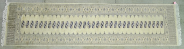 Appraisal: Silky Wool Bokhara Runner th century Hand-woven high knot count