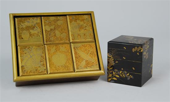 Appraisal: TWO JAPANESE LACQUER BOXES one a three tier black lacquer