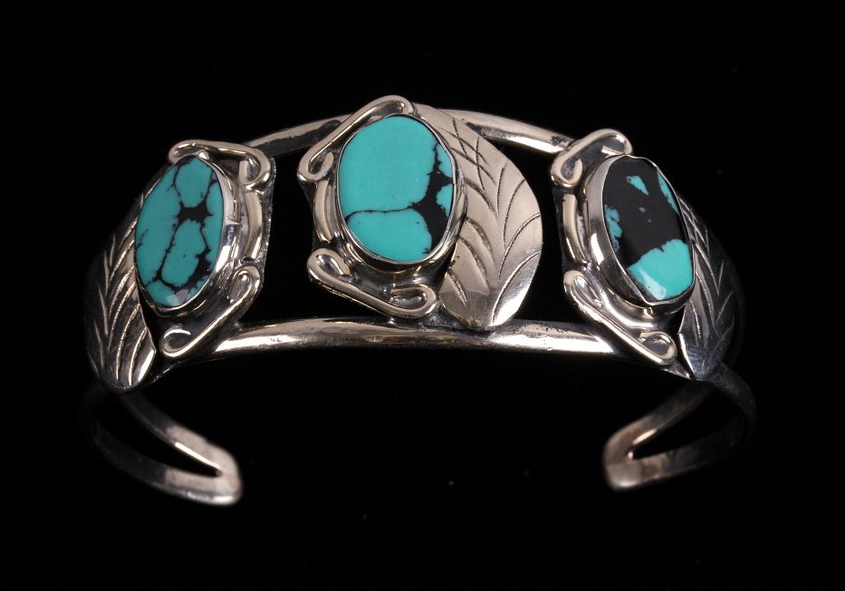 Appraisal: Navajo Sterling Silver Turquoise Bracelet This lot includes a Navajo