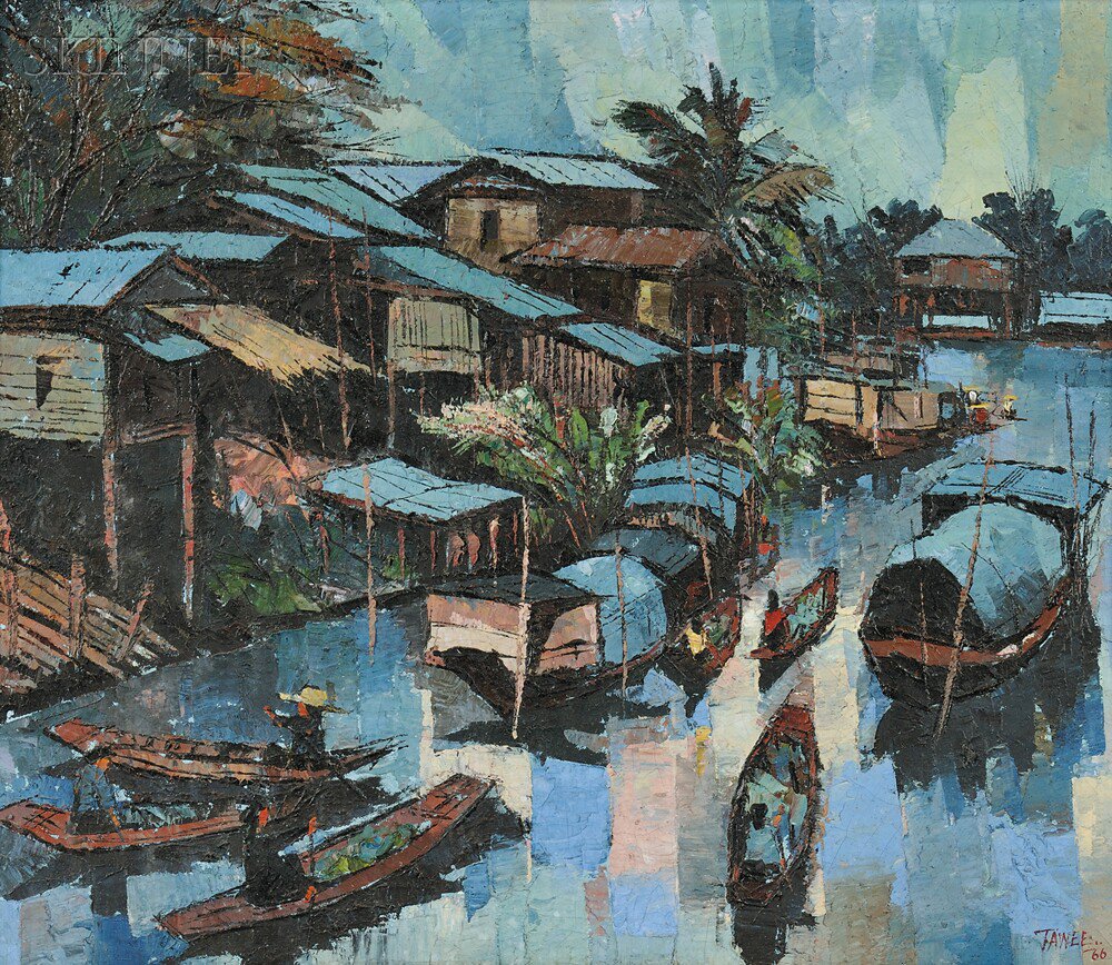 Appraisal: Tawee Nangdakwang Thai - Floating Markets Signed and dated TAWEE