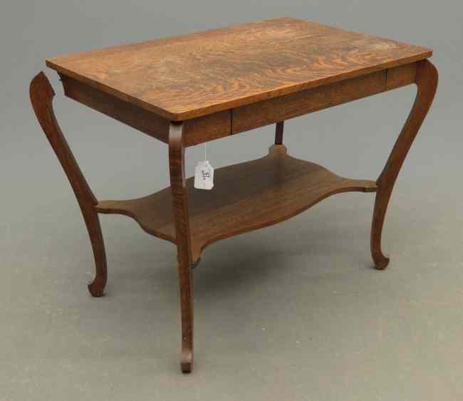 Appraisal: Victorian single drawer oak desk with undershelf Top '' x