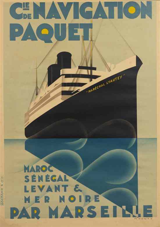 Appraisal: Max Ponty French - Cie de Navigation Paquet poster x